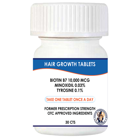 Over-the-Counter Hair Tablets Maximum Strength 10,000mcg Biotin 0.03% Minoxidil and 0.1% Tyrosine