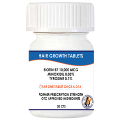 Over-the-Counter Hair Tablets Maximum Strength 10,000mcg Biotin 0.03% Minoxidil and 0.1% Tyrosine