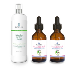 Kojic Acid Body Wash and Scrub Concentrate Plus 2 of the 60ml Vitamin C-40 Serum Private Label