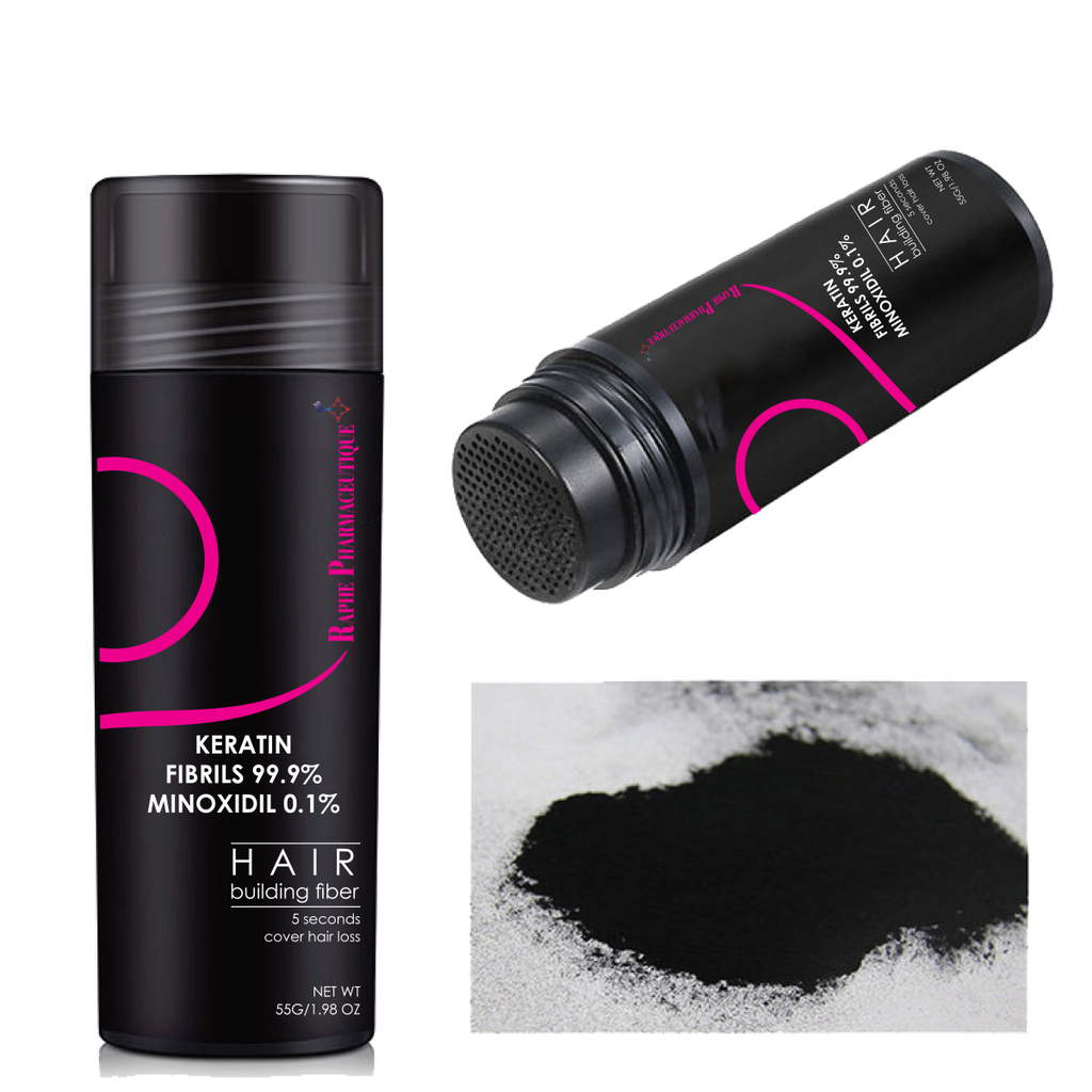 White Label Hydrolyzed Keratin Fibrils 99.9% & 0.1% Crystalline Minoxidil Sulfate 50g and Fiber Holding Spray 120ml