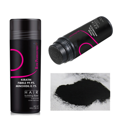 White Label Hydrolyzed Keratin Fibrils 99.9% & 0.1% Crystalline Minoxidil Sulfate 50g and Fiber Holding Spray 120ml
