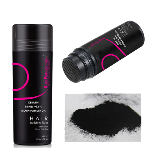 White Private Label Keratin Fibrils 98% & 2% Biotin Powder 50g and Fiber Holding Spray 120ml Pack