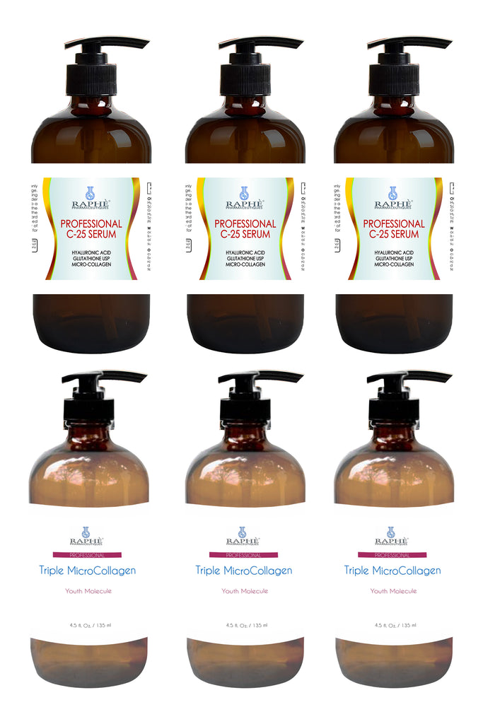 Pro-Collagen Renewal Youth Molecules 16oz & 8oz Vitamin C-25% Concentrate 3 Bottles Each